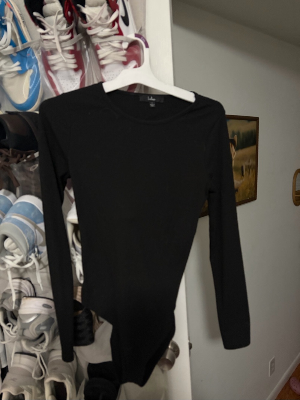 Lulu's Black Long-Sleeve Crewneck Bodysuit